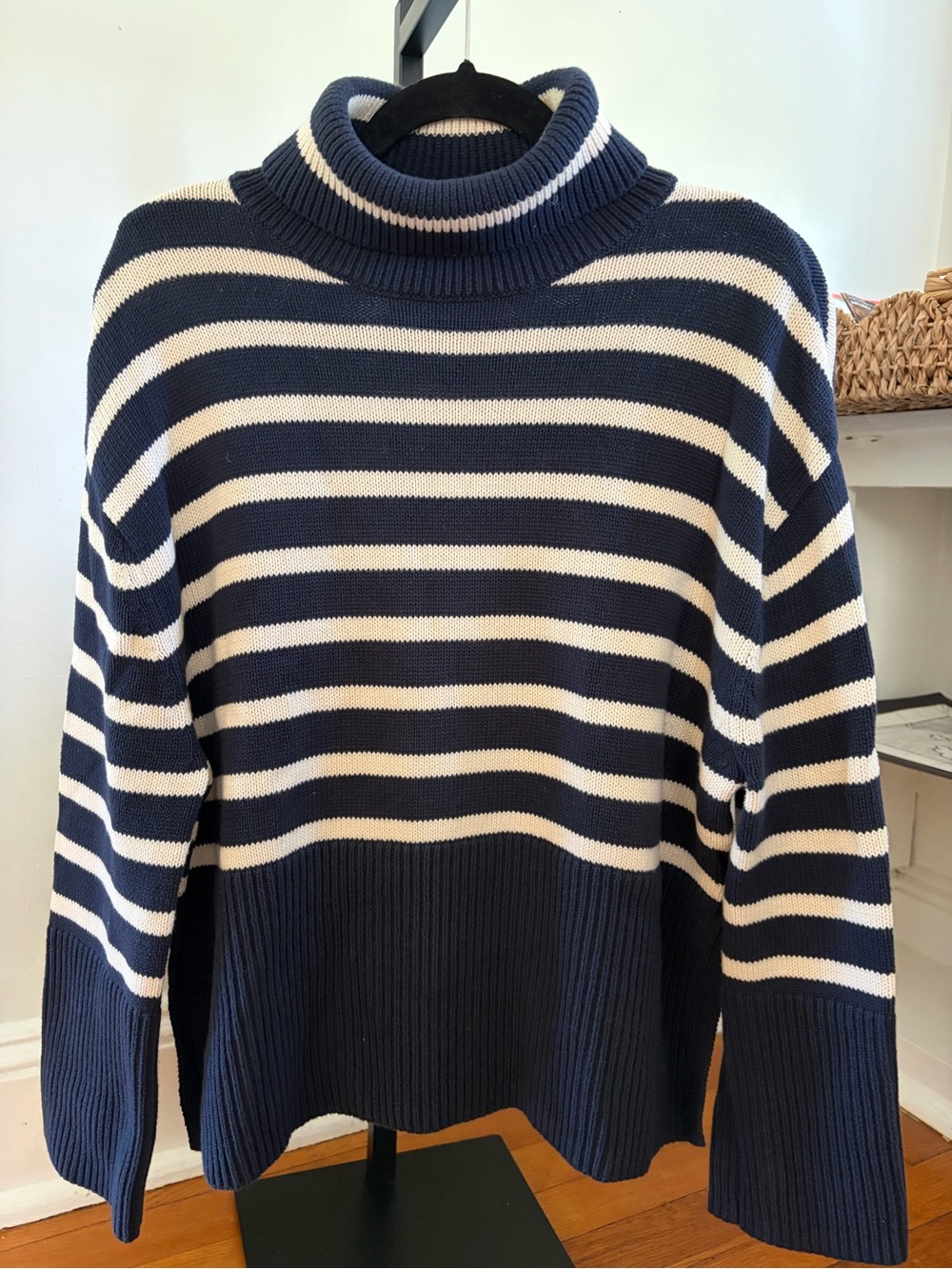 GAP Cotton Navy and Cream Striped Sweater